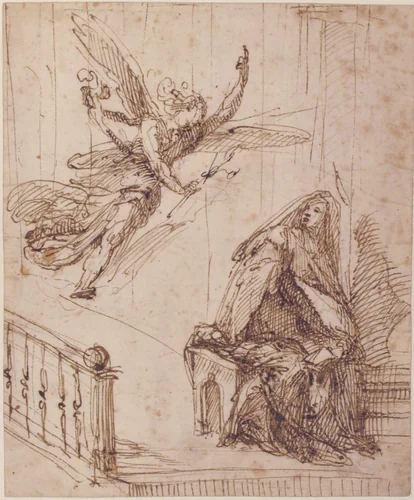 The Annunciation by Francesco Curia, drawing, 1565-1608