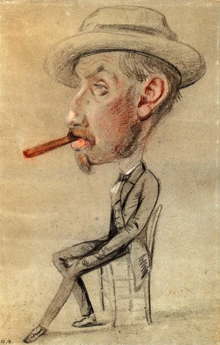 Caricature of a Man with a Big Cigar by Claude Monet, drawing, 1855-1856