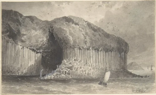 View of Fingal's Cave by David Octavius Hill, drawing, 1820-1870
