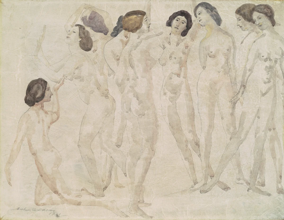 Nine Figures by Arthur B. Davies, drawing, 1921