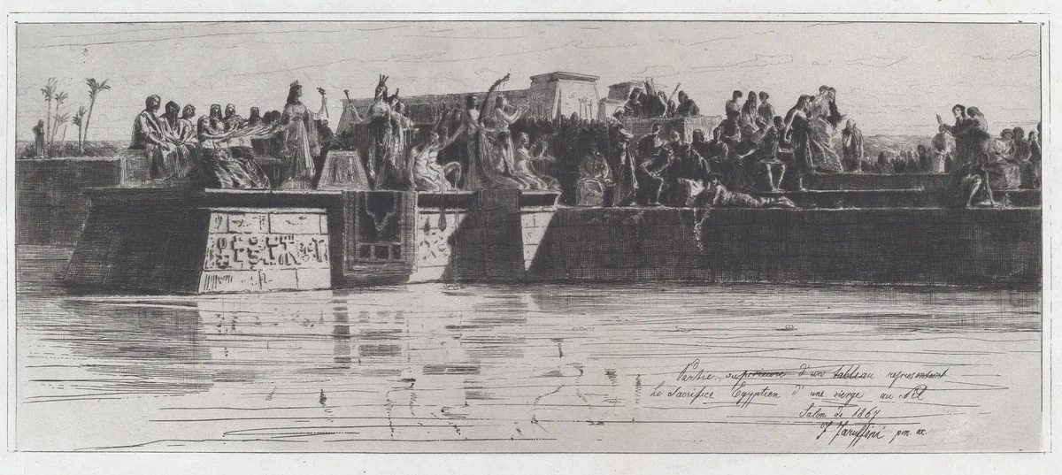 Partie supérieure d’un tableau représentant le sacrifice Egyptien d’une vierge au Nil [The Upper Part of a Painting Representing the Egyptian Sacrifice of a Virgin to the Nile] by Federico Faruffini, print, 1867