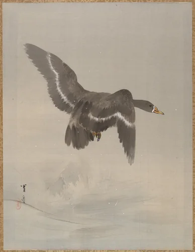 Flying Goose by Watanabe Seitei (渡辺省亭), painting, 1877-1897