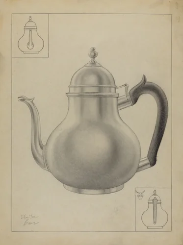 Silver Teapot by Clayton Braun, index of american design, 1935-1942