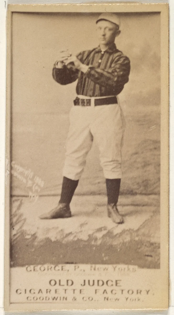 Bill George, Pitcher, New York, from the Old Judge series (N172) for Old Judge Cigarettes by Goodwin & Company, photograph, 1888