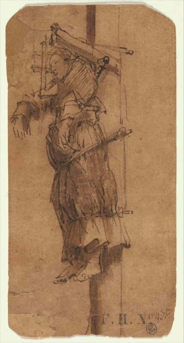 Elsje Christiaens Hanging on a Gibbet by Rembrandt van Rijn, drawing, 1664