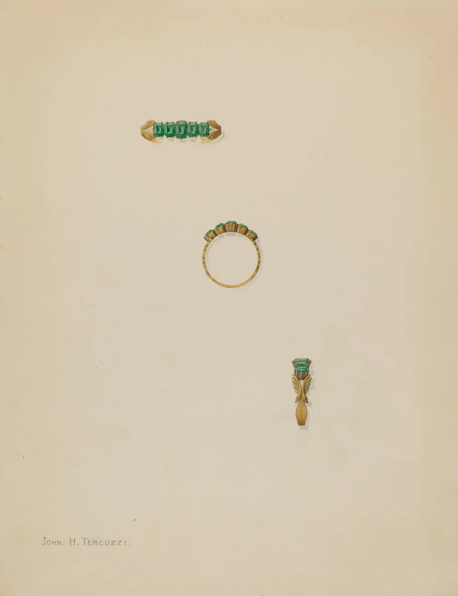 Emerald Ring by John H. Tercuzzi, index of american design, 1938