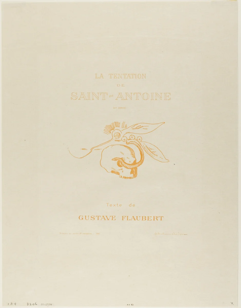 Frontispiece/Title Plate for the Tentation de St. Antoine by Odilon Redon, print, 1896