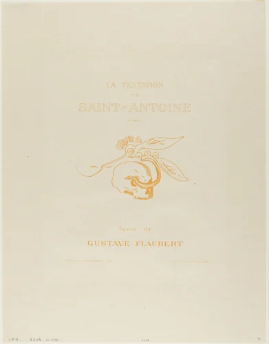 Frontispiece/Title Plate for the Tentation de St. Antoine by Odilon Redon, print, 1896