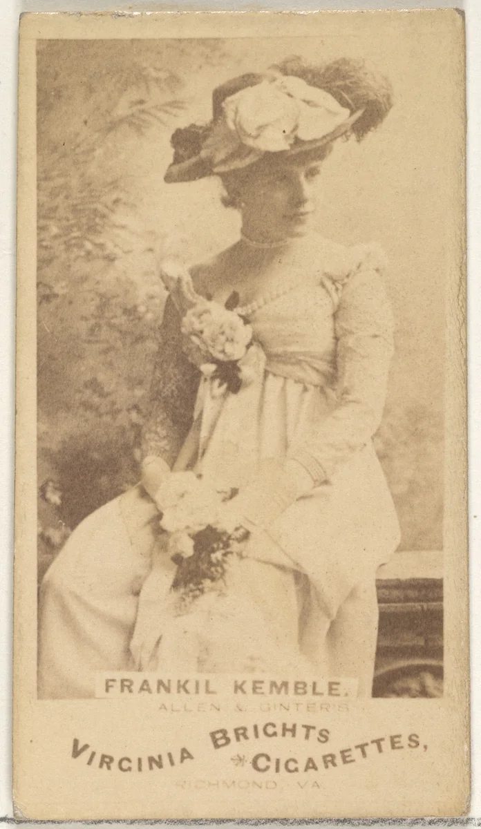 Frankil Kemble, from the Actors and Actresses series (N45, Type 1) for Virginia Brights Cigarettes by Allen & Ginter, photograph, 1885-1891