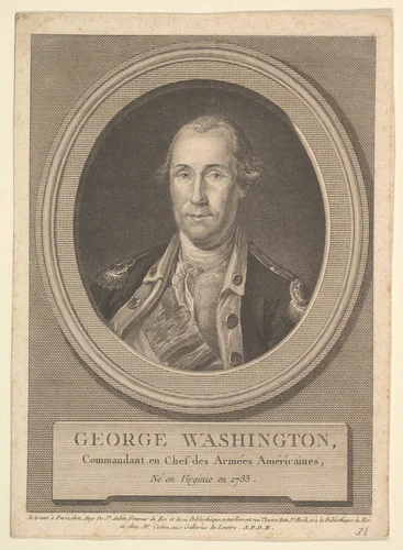 Portrait of George Washington by Augustin de Saint-Aubin, print, 1836