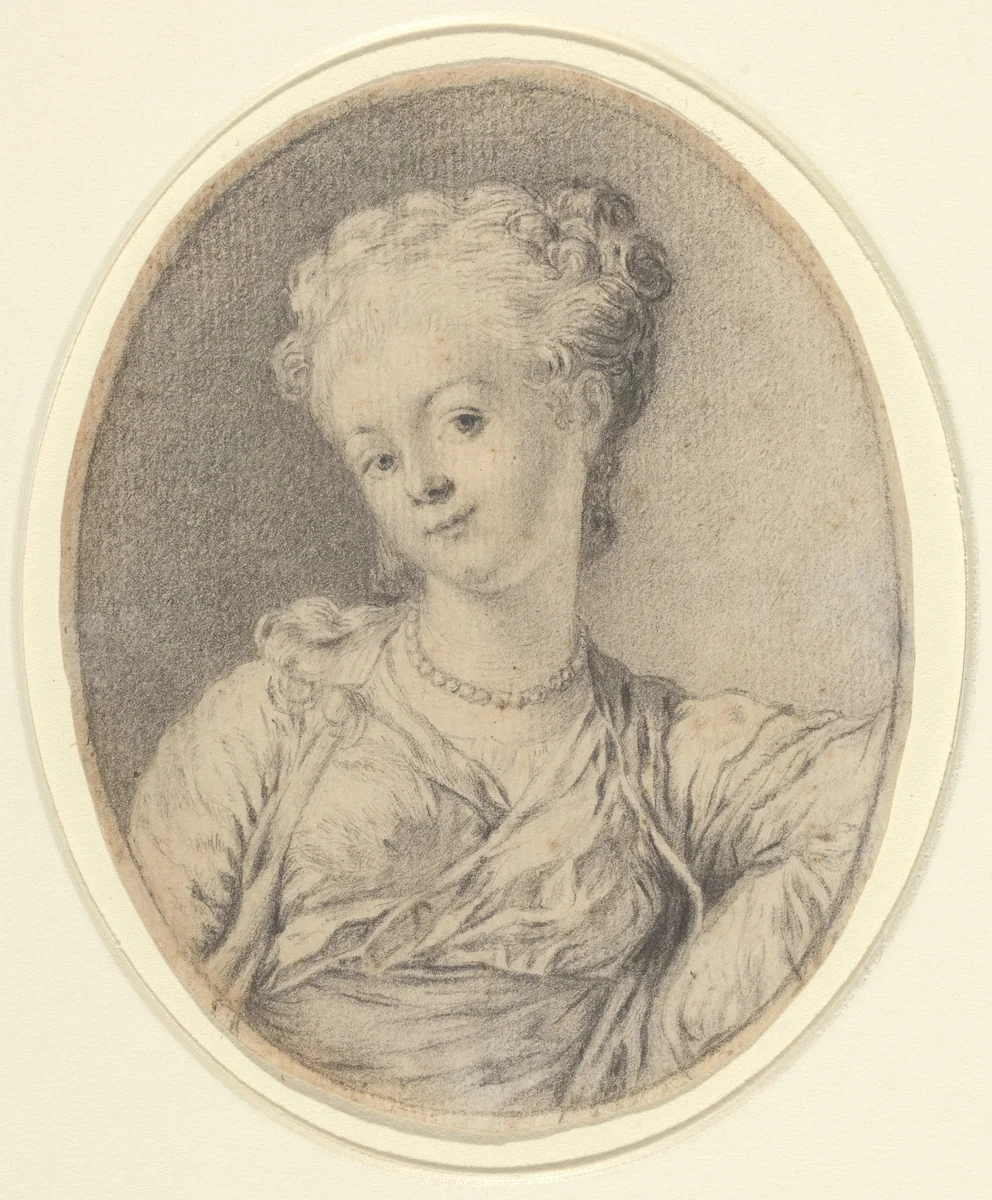 Lady's Head by Gabriel de Saint-Aubin, drawing, 1724-1780