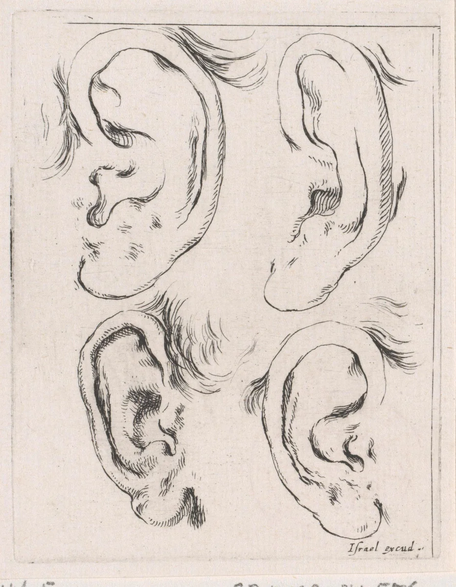 Vier oren by Stefano della Bella, print, 1620-1664