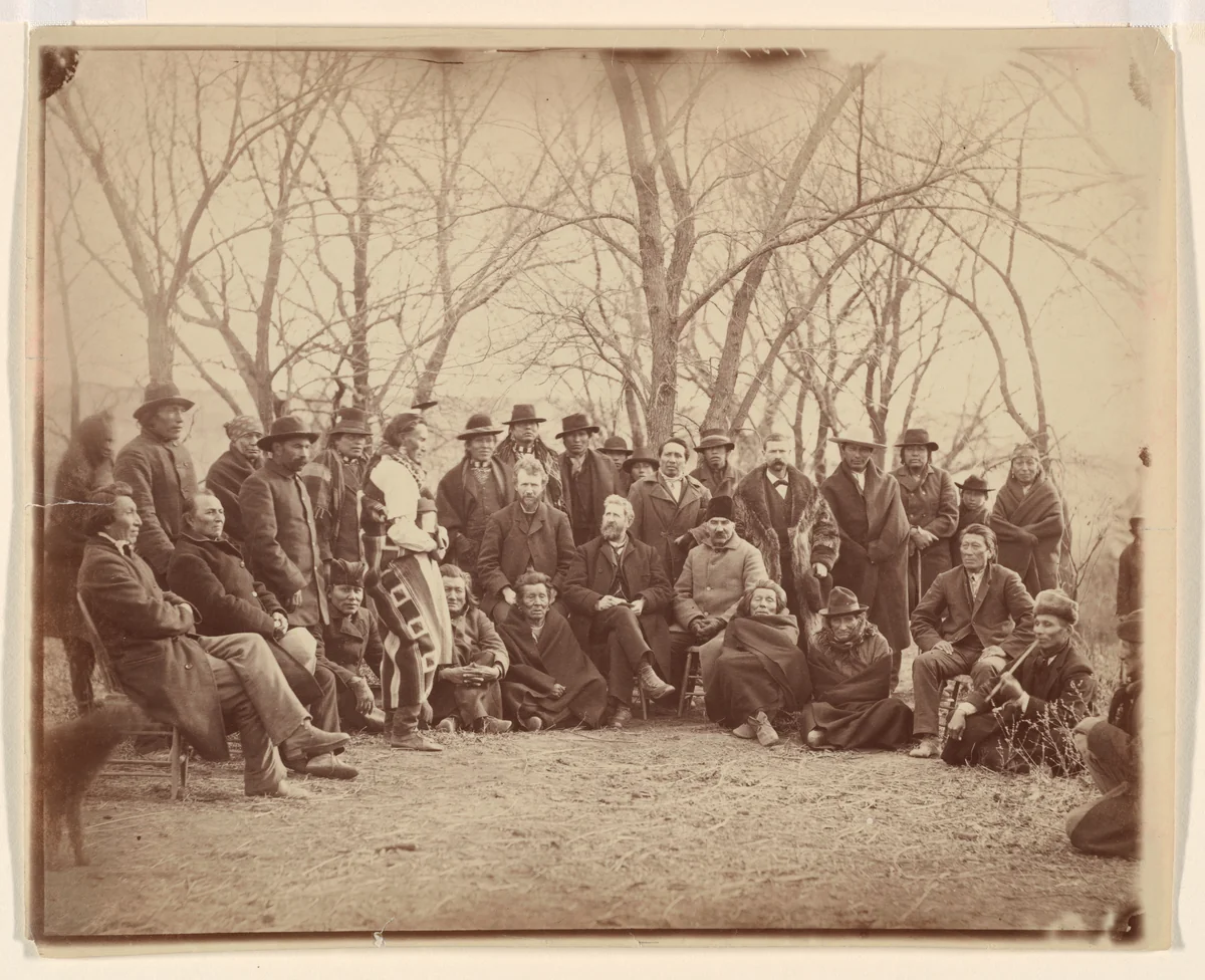 Indians with Government Agents by Alexander Gardner, photograph, 1860