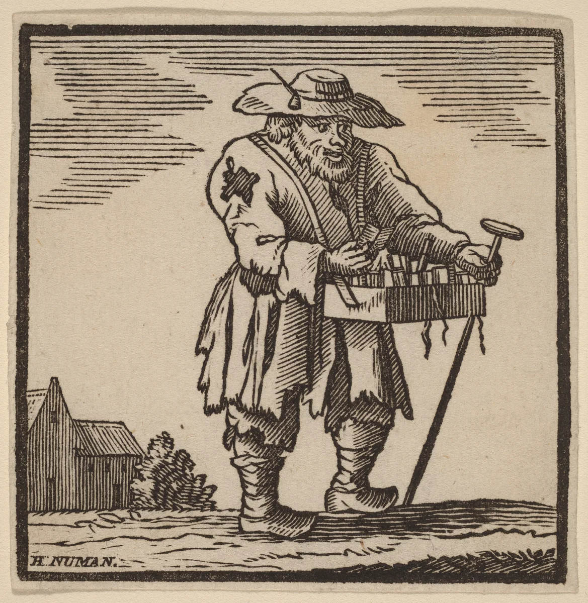 A Book Peddler by H. Numan, print, 1728-1788