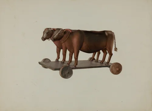 Toy Yoke of Oxen by Joseph Goldberg, index of american design, 1935-1942