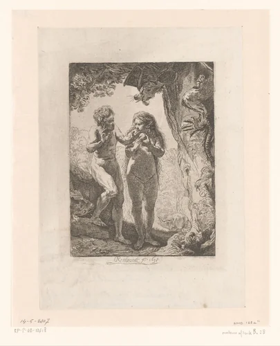 Adam and Eve by Pierre François Basan, print, 1733-1797