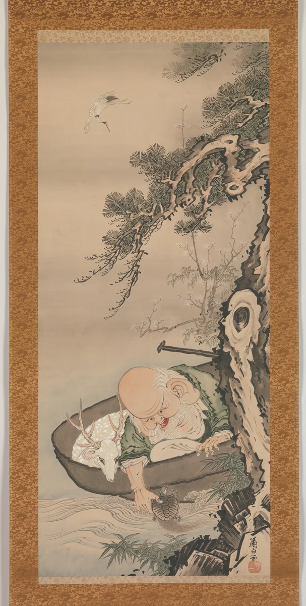 The God of Good Fortune Jurōjin by Soga Shōhaku (曾我 蕭白), painting, 1763-1783