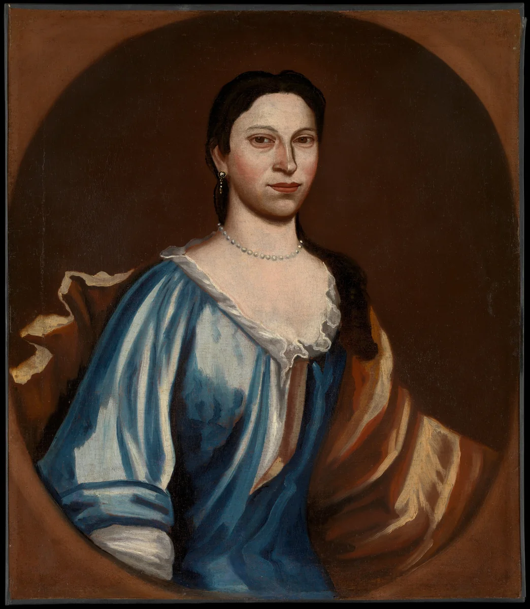 Portrait of a Lady (possibly Tryntje Otten Veeder) by Schuyler Limner, artwork, 1720-1725