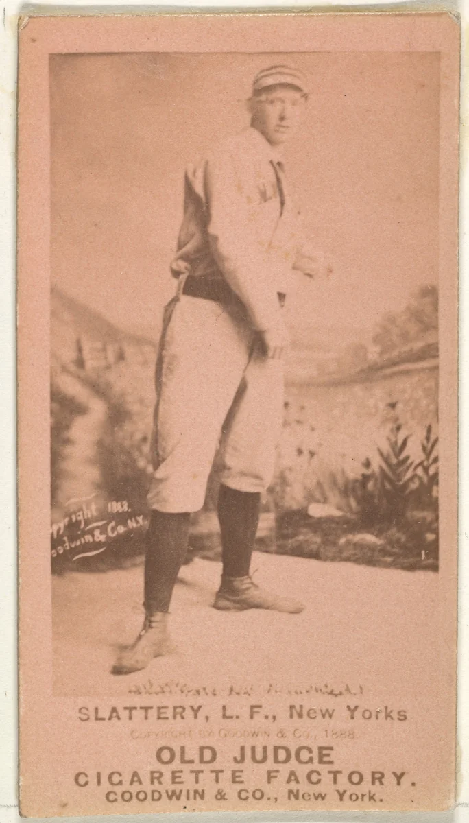 Michael J. Slattery, Left Field, New York, from the Old Judge series (N172) for Old Judge Cigarettes by Goodwin & Company, photograph, 1888