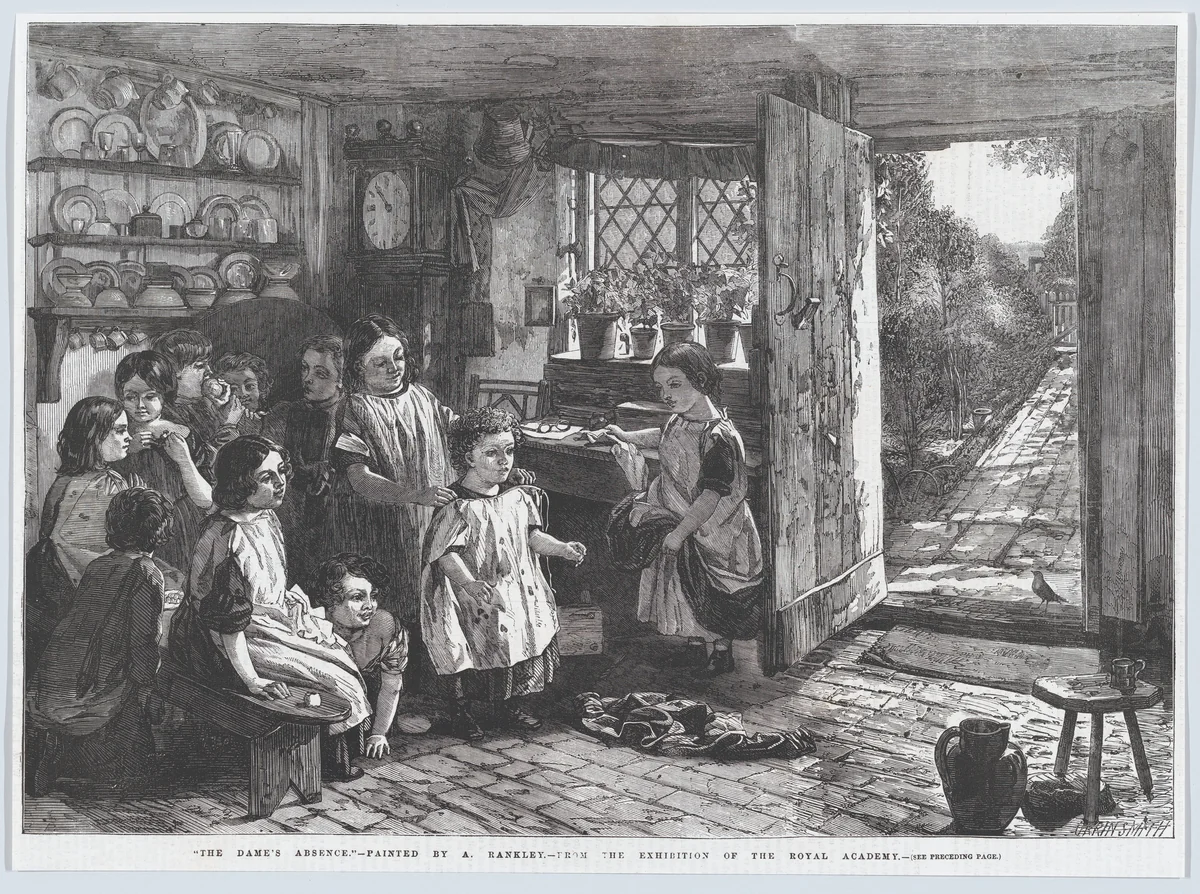 The Dame's Absence, from "Illustrated London News" by Harvey Orrin Smith, print, 1857