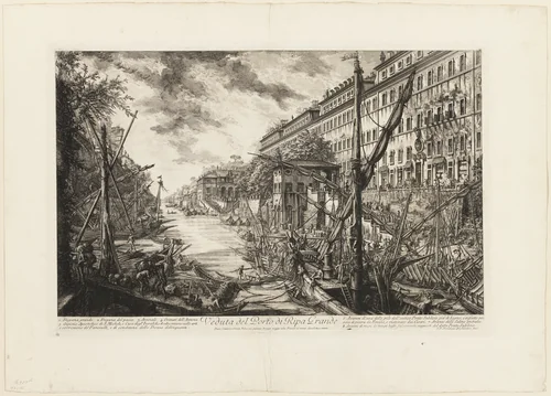 View of the Port of Ripa Grande, from Views of Rome by Giovanni Battista Piranesi, print, 1750-1759