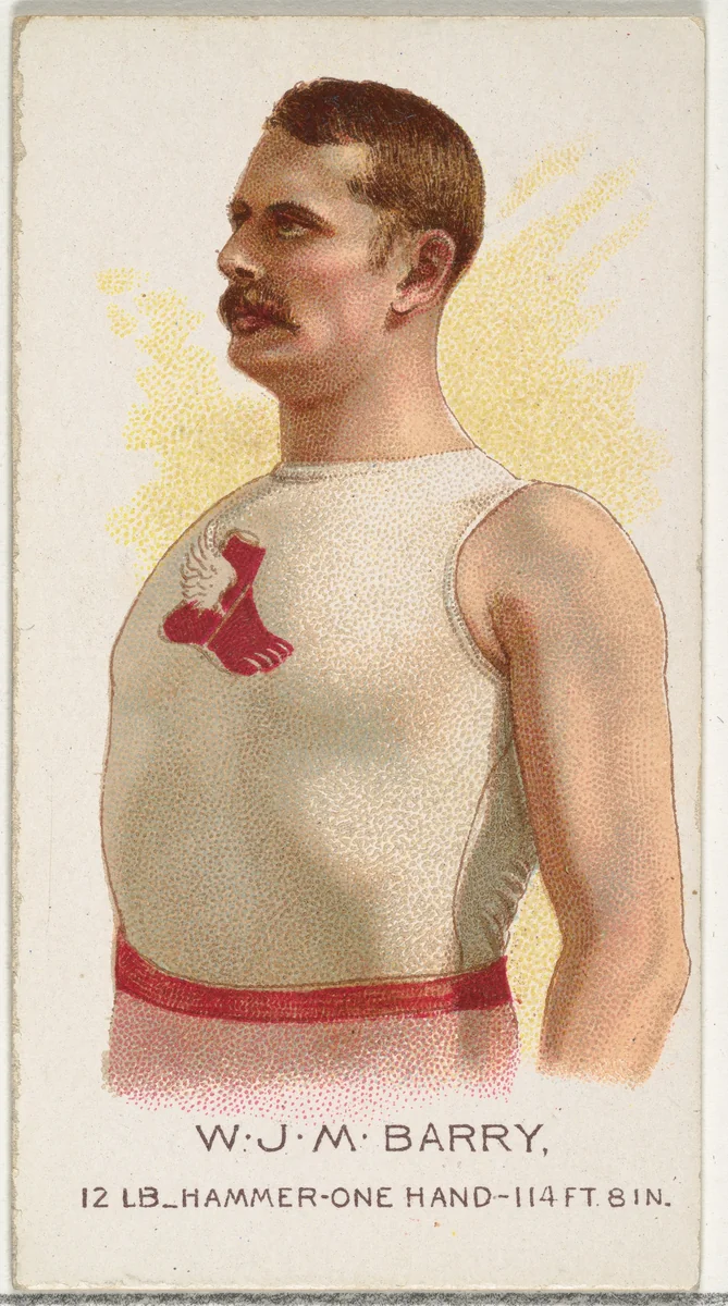 W.J.M. Barry, Hammer Throw, from World's Champions, Series 2 (N29) for Allen & Ginter Cigarettes by Allen & Ginter, print, 1888