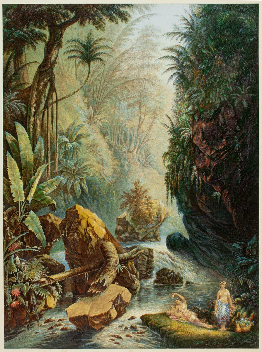 The Mountain Stream by George Baxter, print, 1824-1867