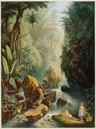 The Mountain Stream by George Baxter, print, 1824-1867