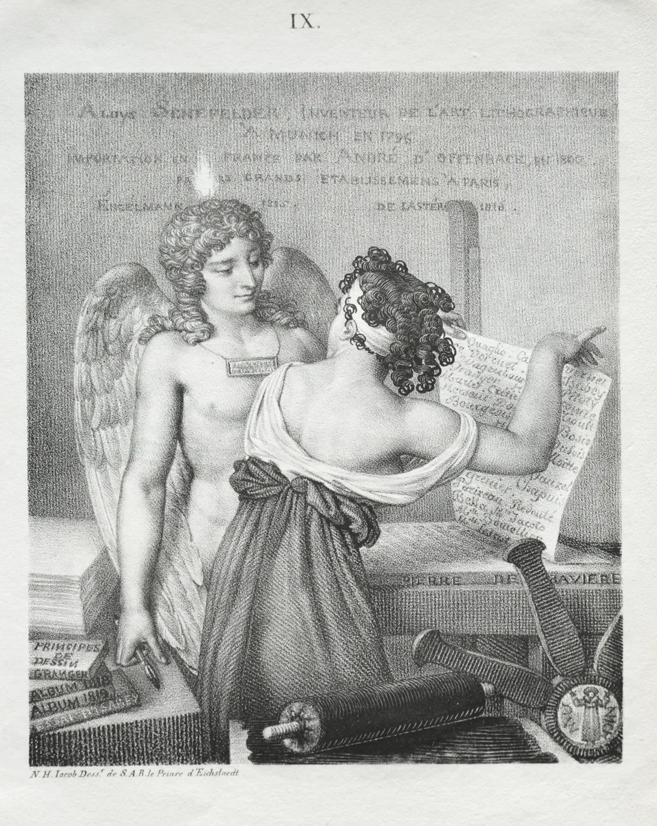 The Genius of Lithography by Nicolas Henri Jacob, print, 1819