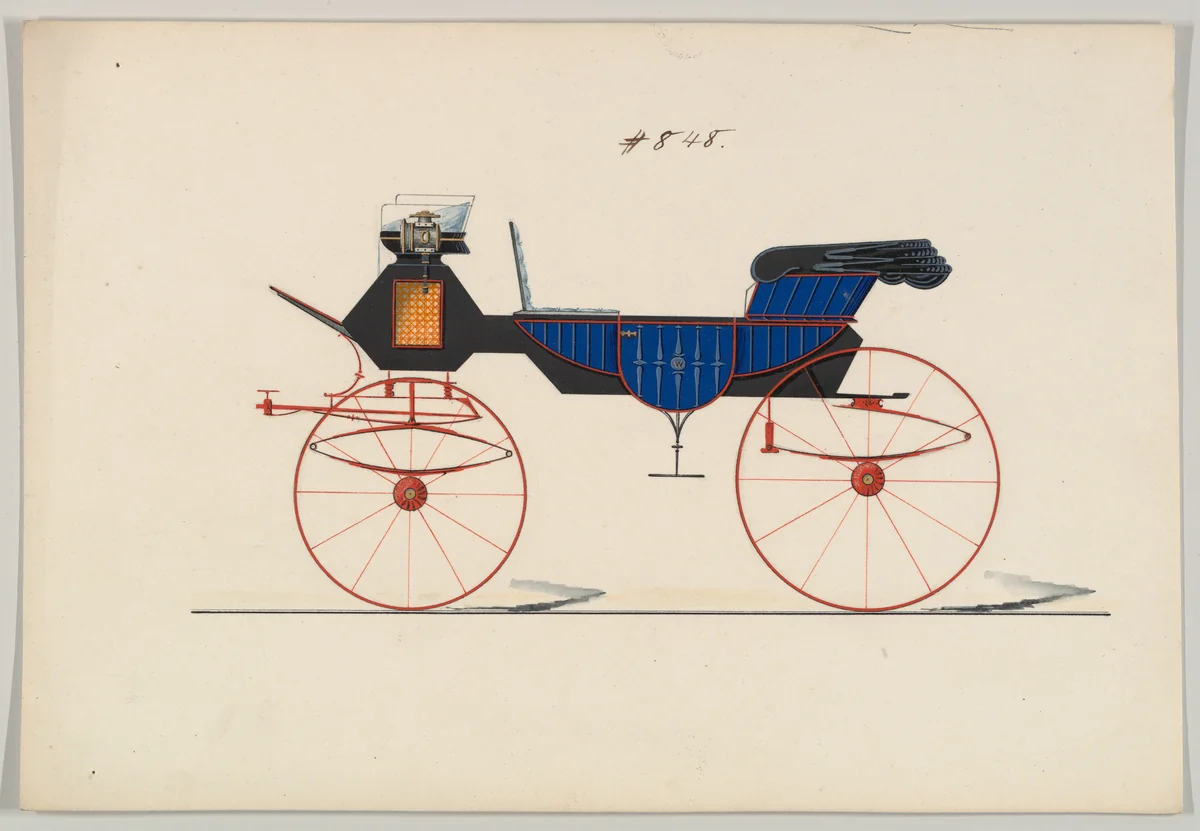 Design for Vis-à-vis/ Charabanc, no. 848 by Brewster & Co., drawing, 1850-1870