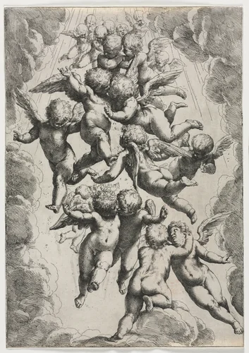 Angels in Glory by Guido Reni, print, 1602-1612