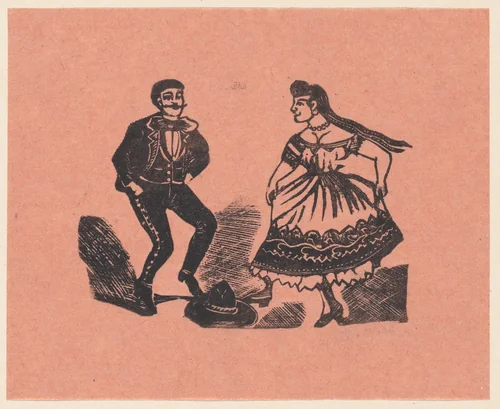 Man and Woman Dancing by José Guadalupe Posada, print, 1890-1910