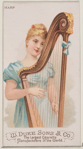 Harp, from the Musical Instruments series (N82) for Duke brand cigarettes by W. Duke, Sons & Co., print, 1888