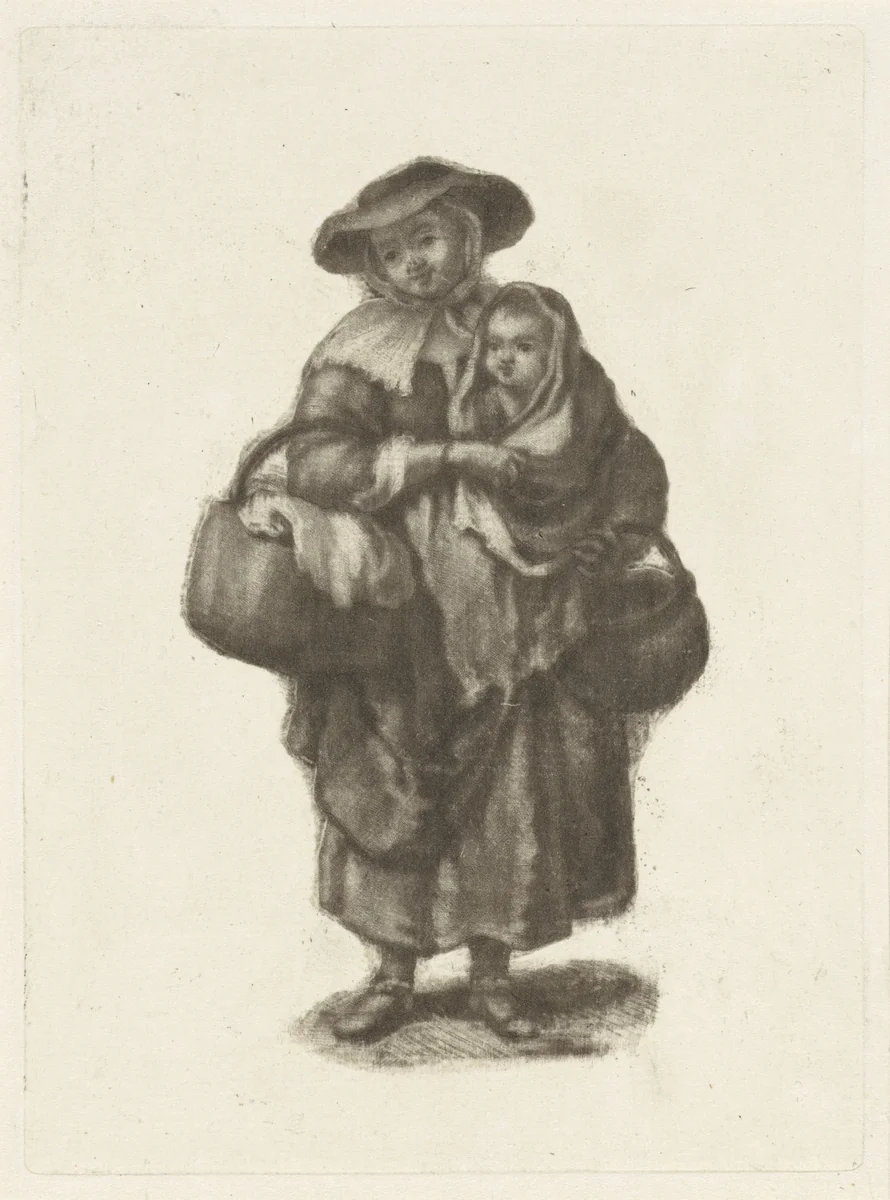 Vrouw met een kind by Dirk van der Toorn, print, 1788-1811