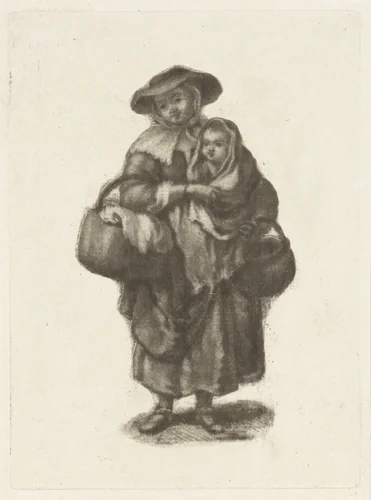Vrouw met een kind by Dirk van der Toorn, print, 1788-1811
