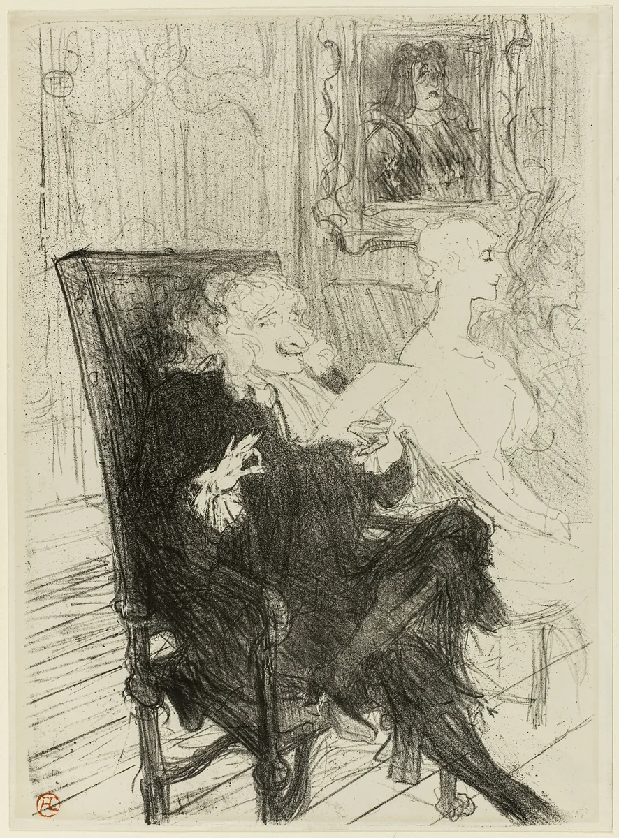 Truffier and Moreno, in Les Femmes Savantes by Henri de Toulouse-Lautrec, print, 1893