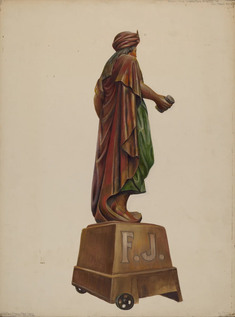 Cigar Store Figure by Walter Hochstrasser, index of american design, 1937