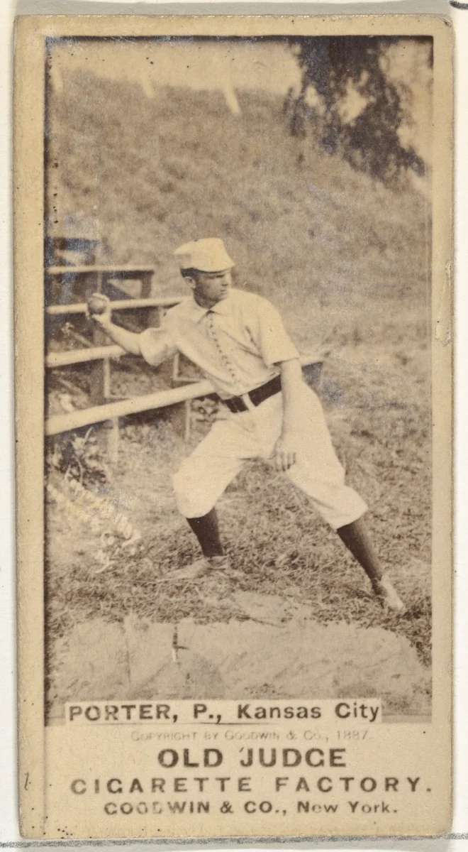 Walter Henry Porter, Pitcher, Kansas City Cowboys, from the Old Judge series (N172) for Old Judge Cigarettes by Goodwin & Company, photograph, 1887