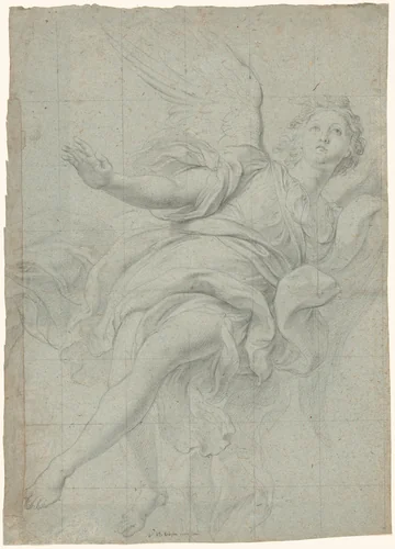 Study of an Angel in Flight by Lorenzo de' Ferrari, drawing, 1733-1743