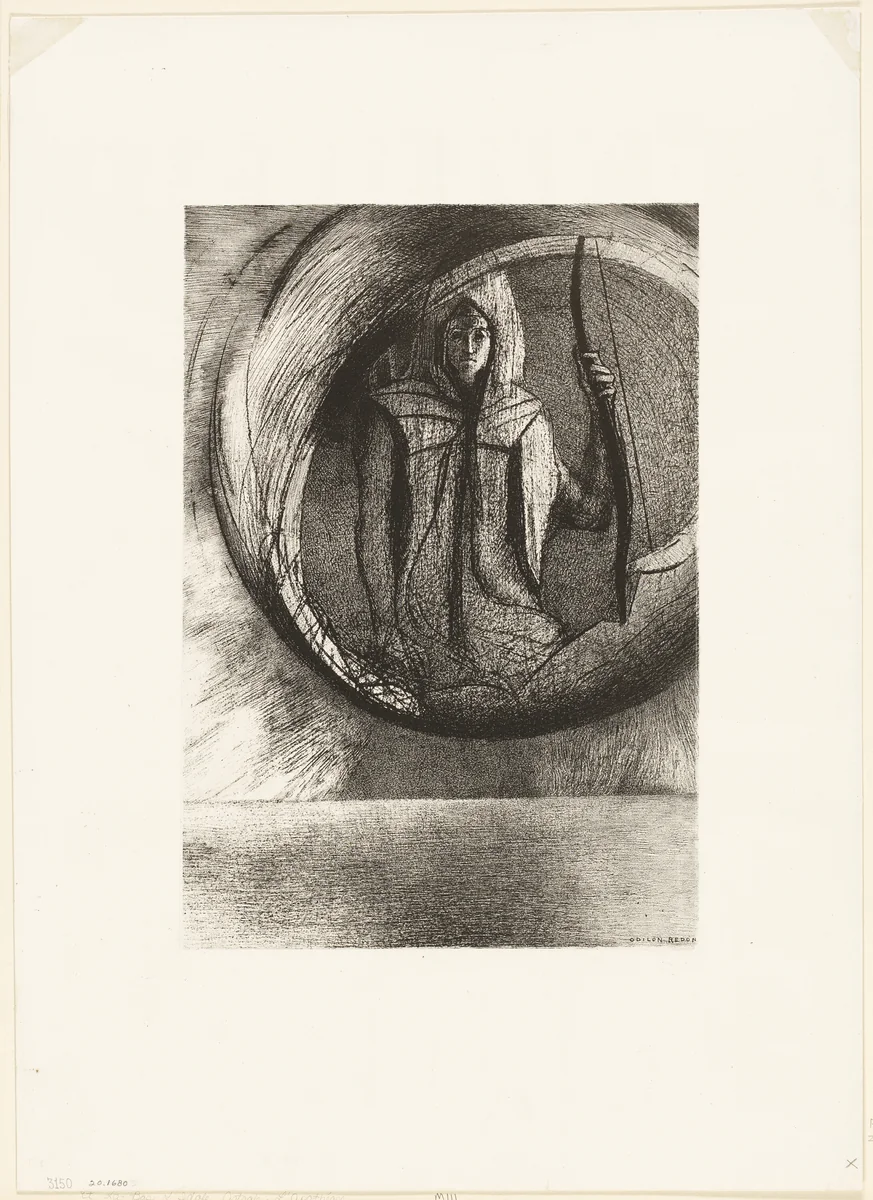And Beyond, the Astral Idol, the Apotheosis, plate 2 of 6 by Odilon Redon, print, 1891