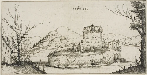 Fortress in a Lake by Augustin Hirschvogel, print, 1523-1553