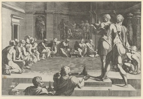 The Banquet of Alexander by Domenico del Barbiere, print, 1540-1560