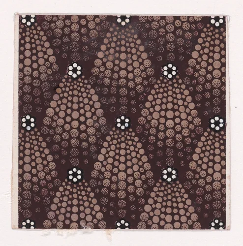 Textile Design with Alternating Rosettes of Pearls Flanked with Abstract Palmettes of Dots by anonymous, drawing, 1840