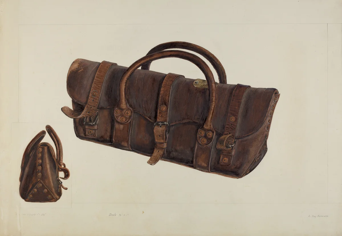 Oregon Boot Satchel by A.R. Tolman, index of american design, 1935-1942