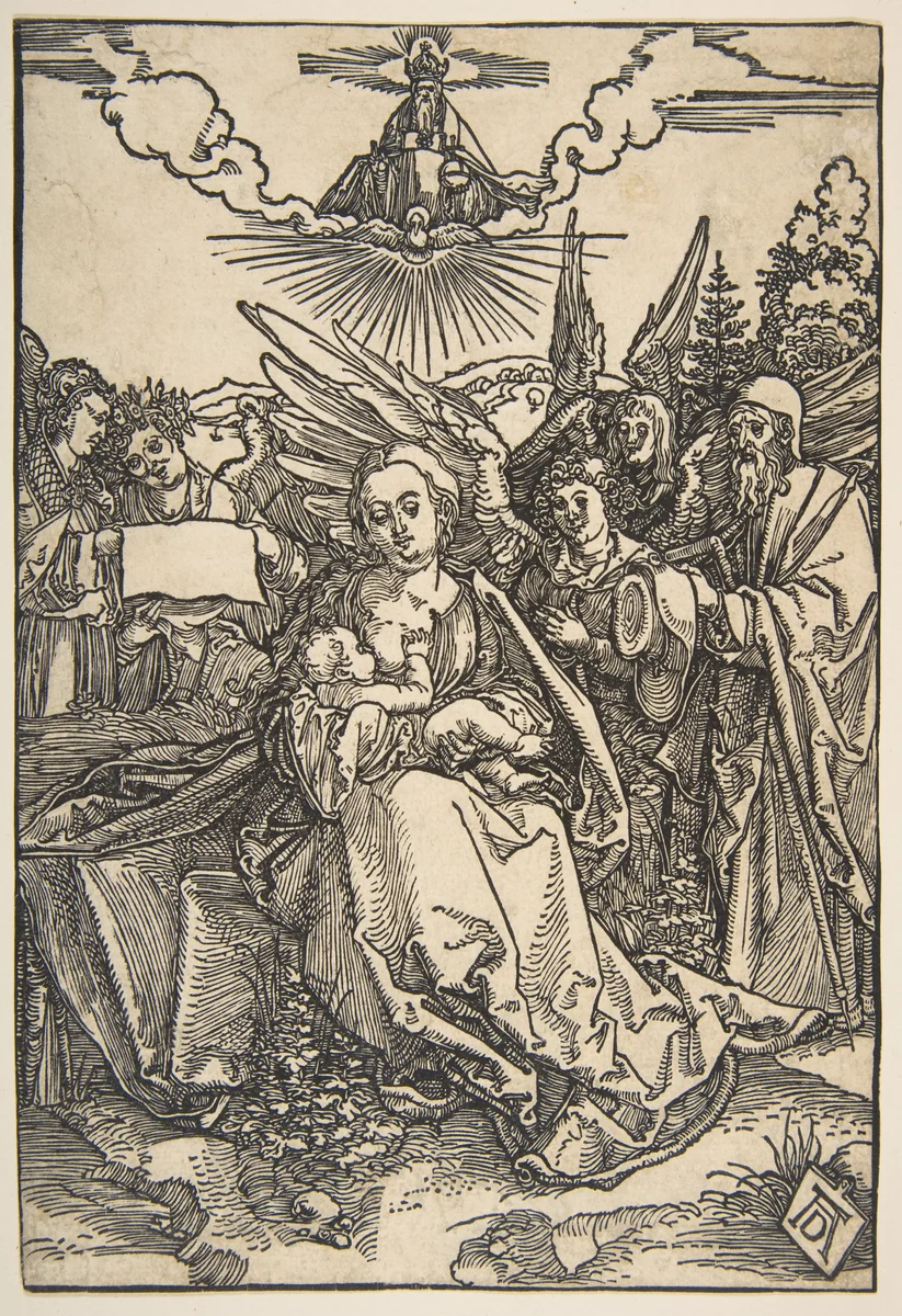 The Holy Family with Five Angels by Albrecht Dürer, print, 1503-1504