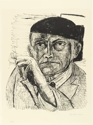 Self-Portrait (Selbstbildnis) from Day and Dream by Max Beckmann, print, 1946