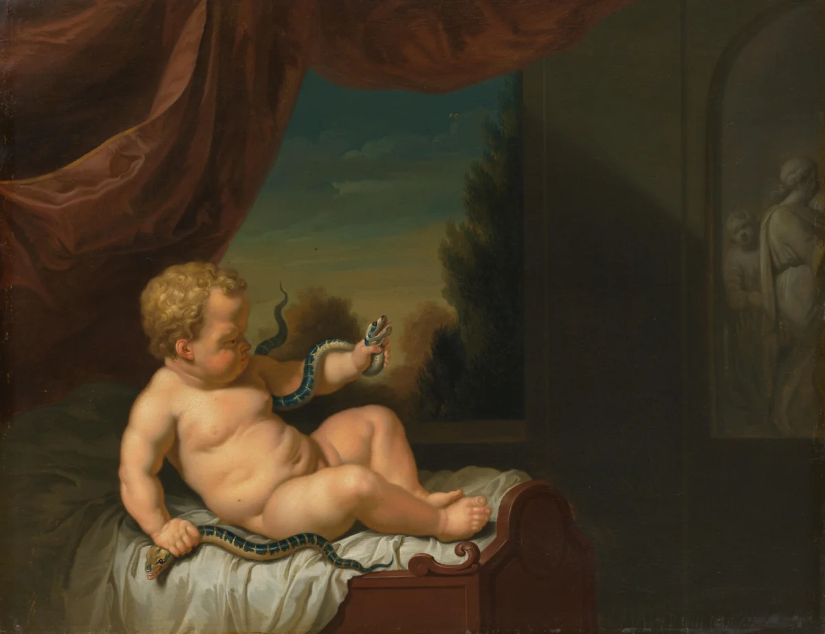 The Infant Hercules with a Serpent by Pieter van der Werff, painting, 1700-1722