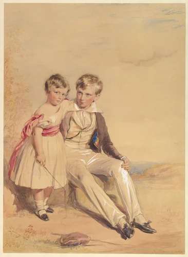 Portrait of two children by George Richmond, drawing, 1837