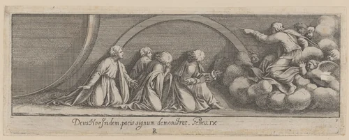 Plate 3: God Addressing Noah and his Sons, from Genesis Chapter 3, after a lost fresco in the basamento of Bay 13 of the Vatican Loggia by Pietro Santi Bartoli, print, 1650-1677