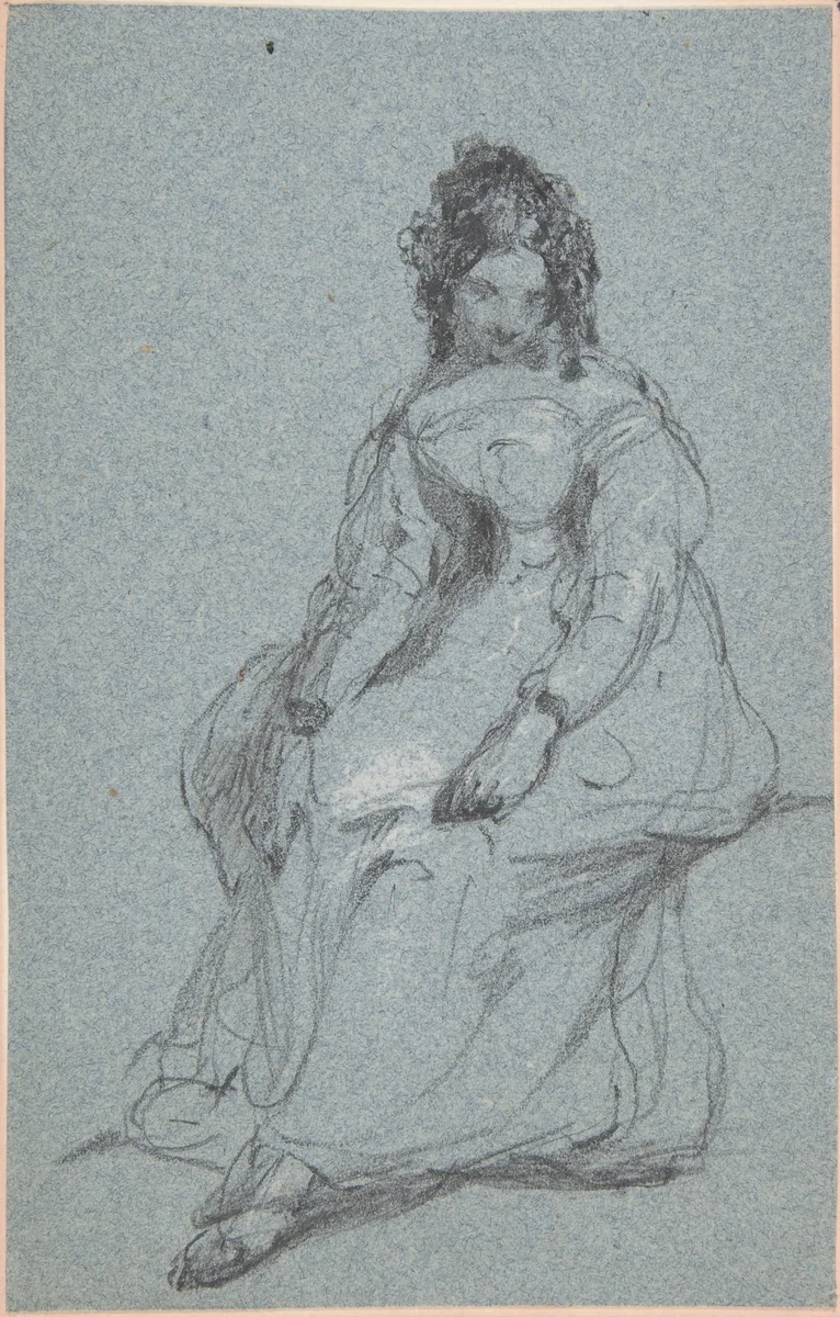 Seated girl by George Jones, drawing, 1820-1840
